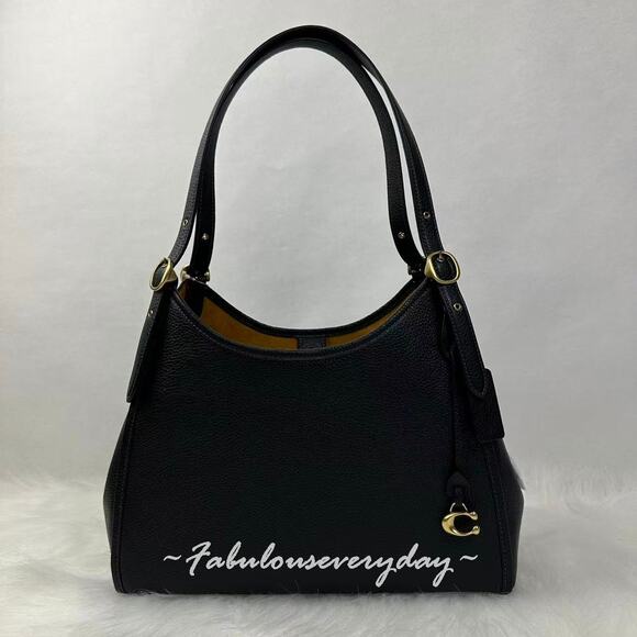Coach Bella Medium Leather Shoulder Bag In Black /Brass CR979 NWT - Picture 1 of 11